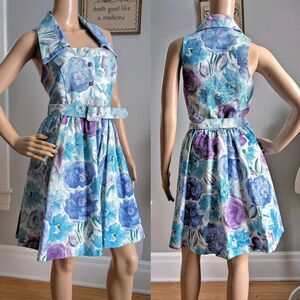 Vintage 80s Laura Ashley Sundress Oversized Collar Cottagecore Floral Sailor 12